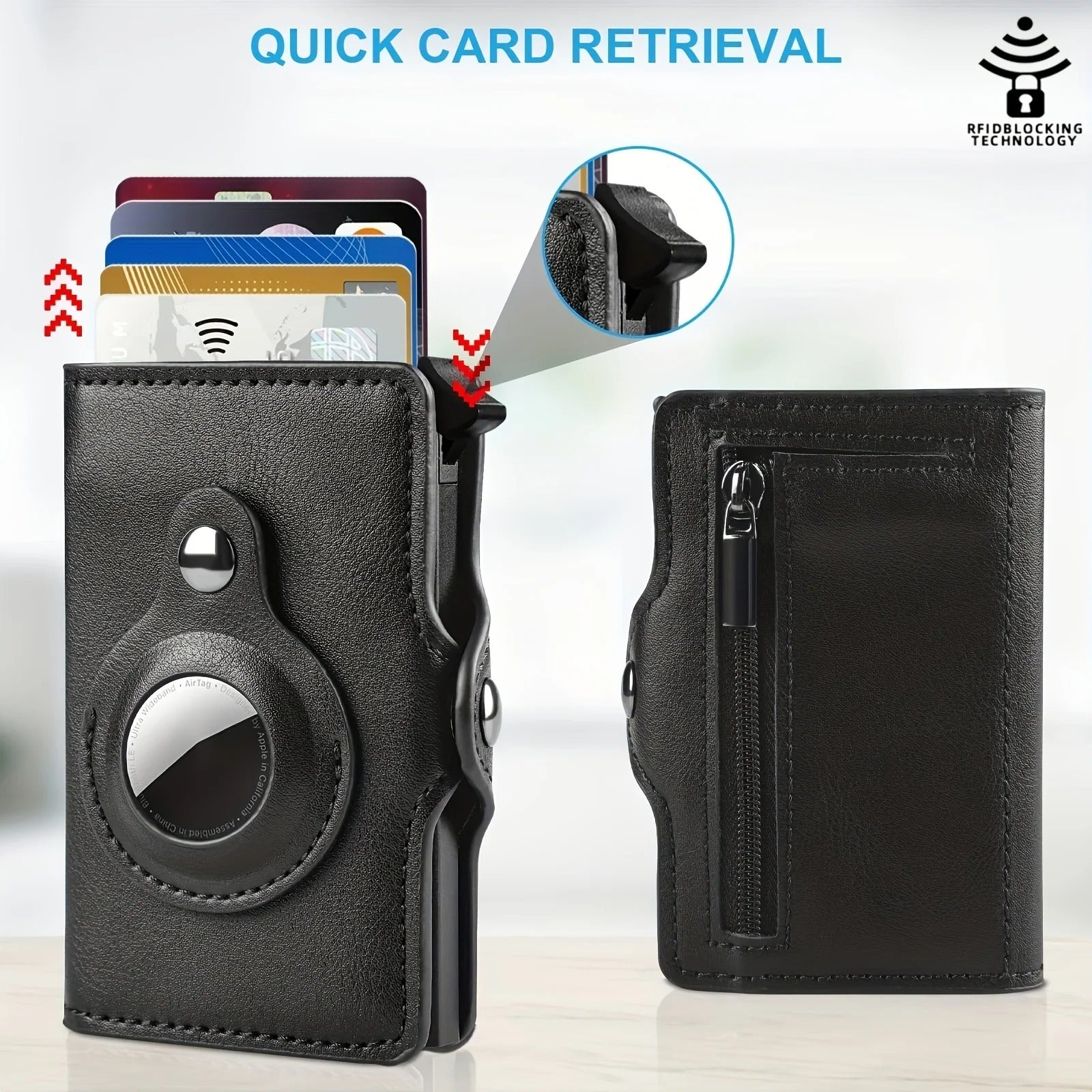 mens wallet tracker card clamp metal card holder