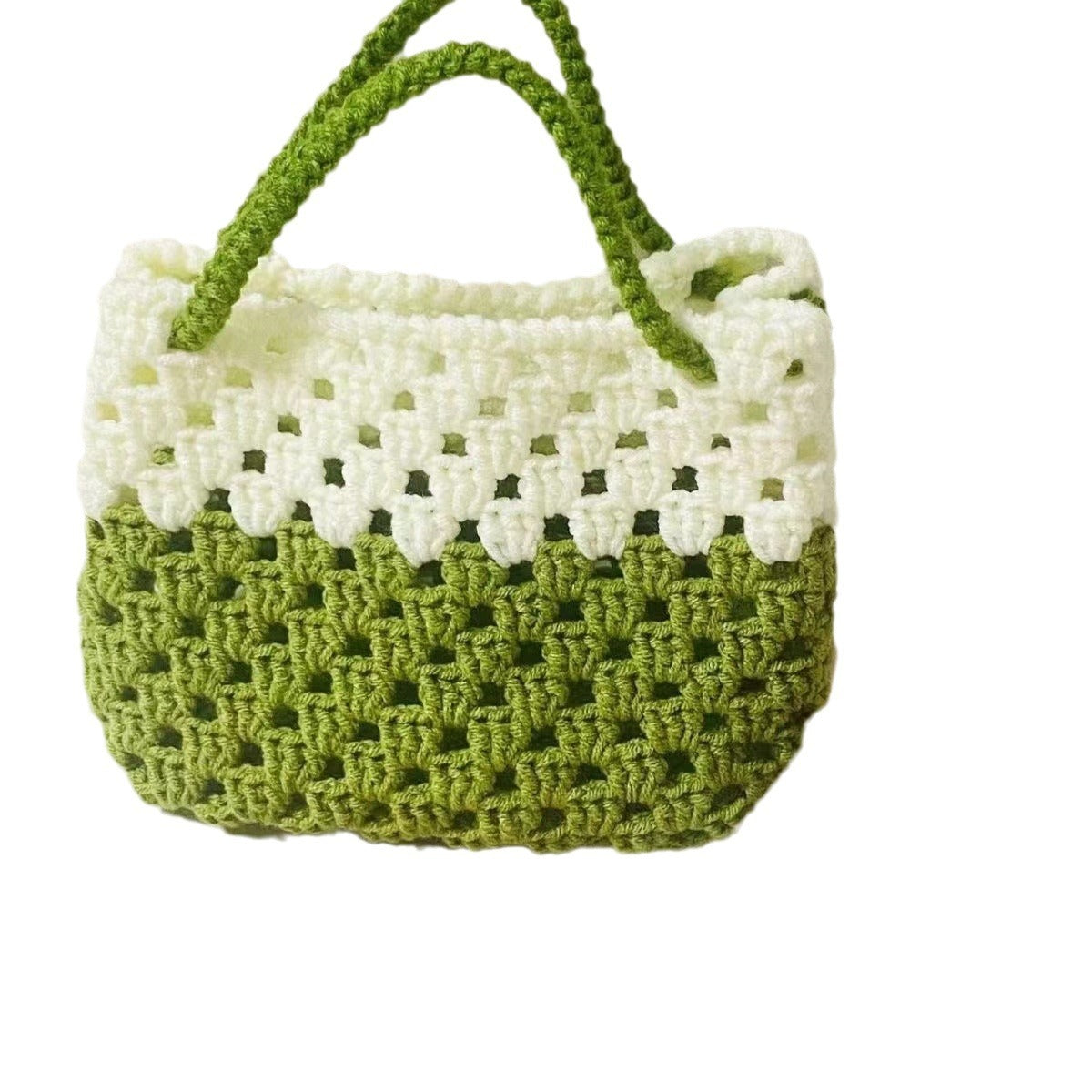 summer contrast color wool handbag hollow out