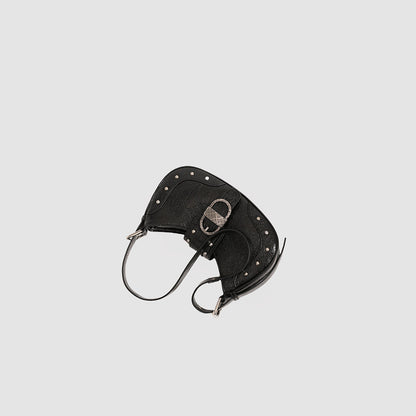 new oil wax leather personality rivets flap shoulder messenger bag