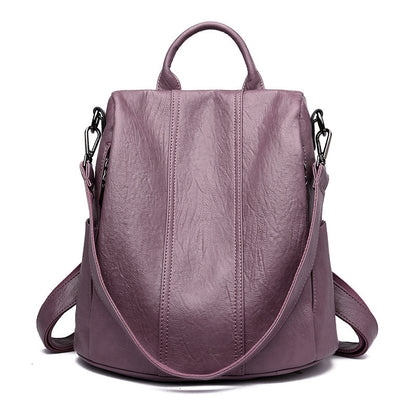 womens fashion cattlehide leather anti theft multifunctional backpack