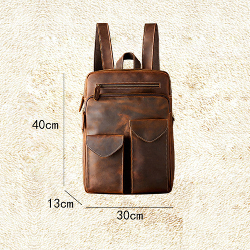 mens handmade crazy horse leather backpack