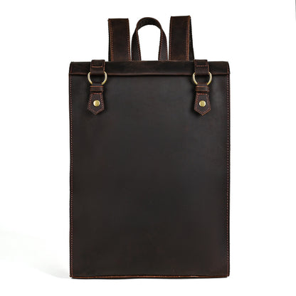 Crazy Horse Leather Men's Vintage Backpack Large Capacity