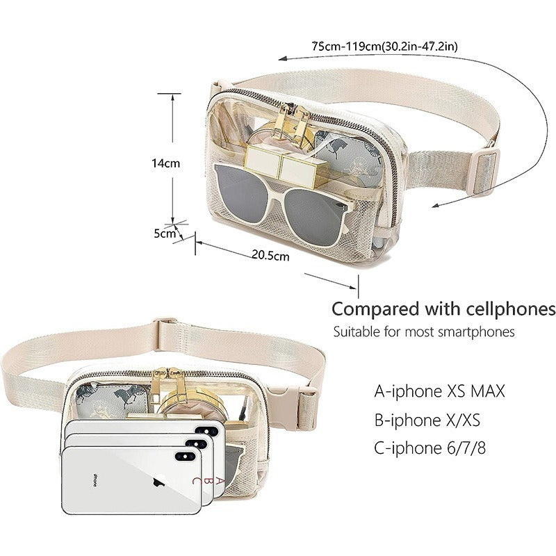 female minimalist casual transparent waist bag