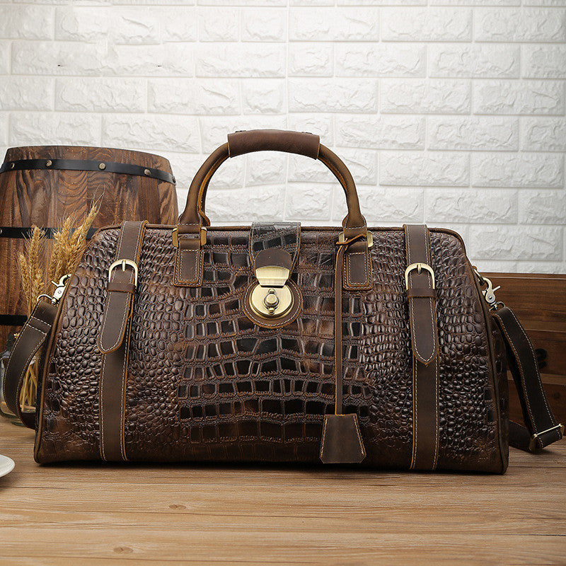 trendy cow european and american mens leather pattern travel bag