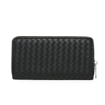 mens simple leather woven pattern wallet