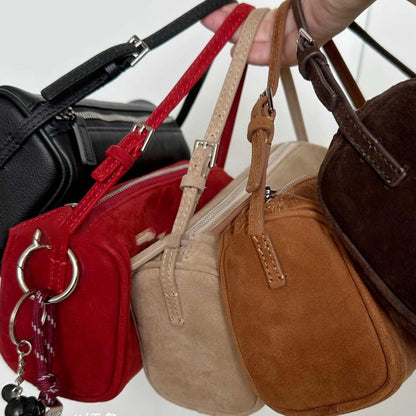 retro 90s suede pencil holder bag autumn and winter high sense
