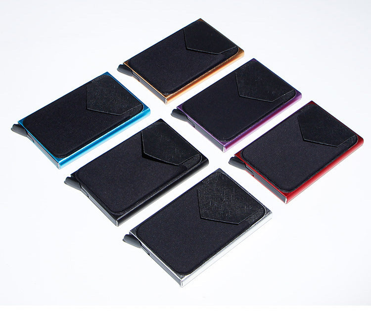 metal card strap lycra cloth anti theft swiping aluminum alloy credit card box business card case multi card holder