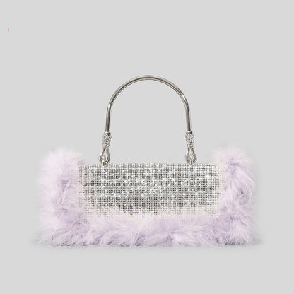 new mink fur with diamonds dinner bag