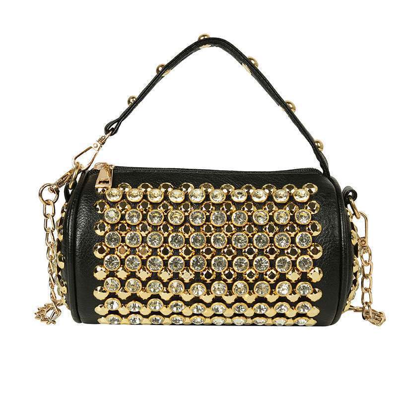 womens diamond studded small cylinder western style handbags