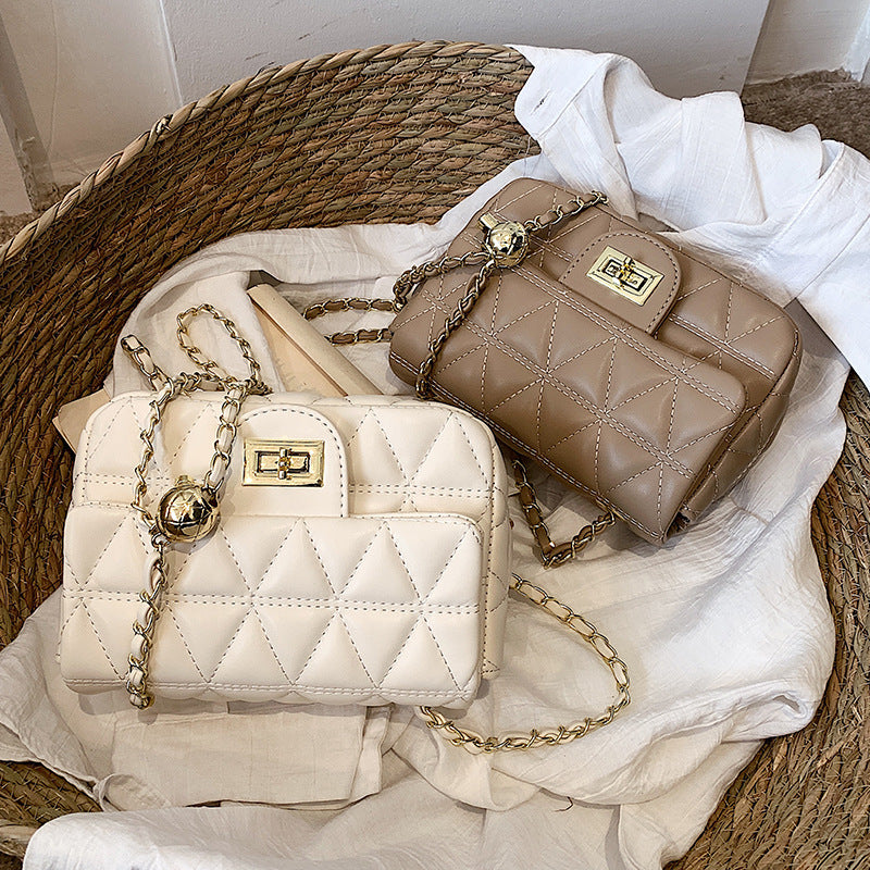 high grade diamond pattern chain bag womens simple all match
