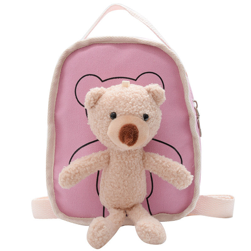 cute bear doll mini canvas kindergarten backpack