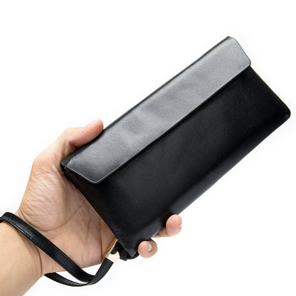 soft leather wallet korean style top layer cowhide womens mid length