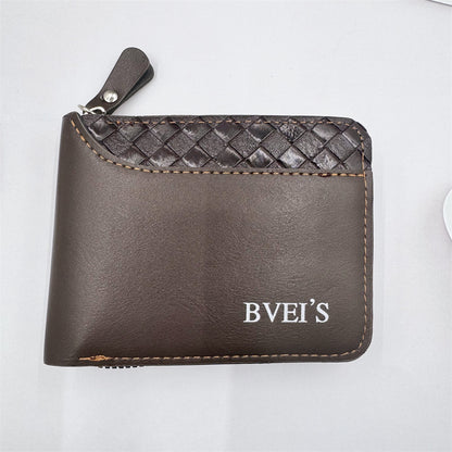 mens short horizontal zipper wallet