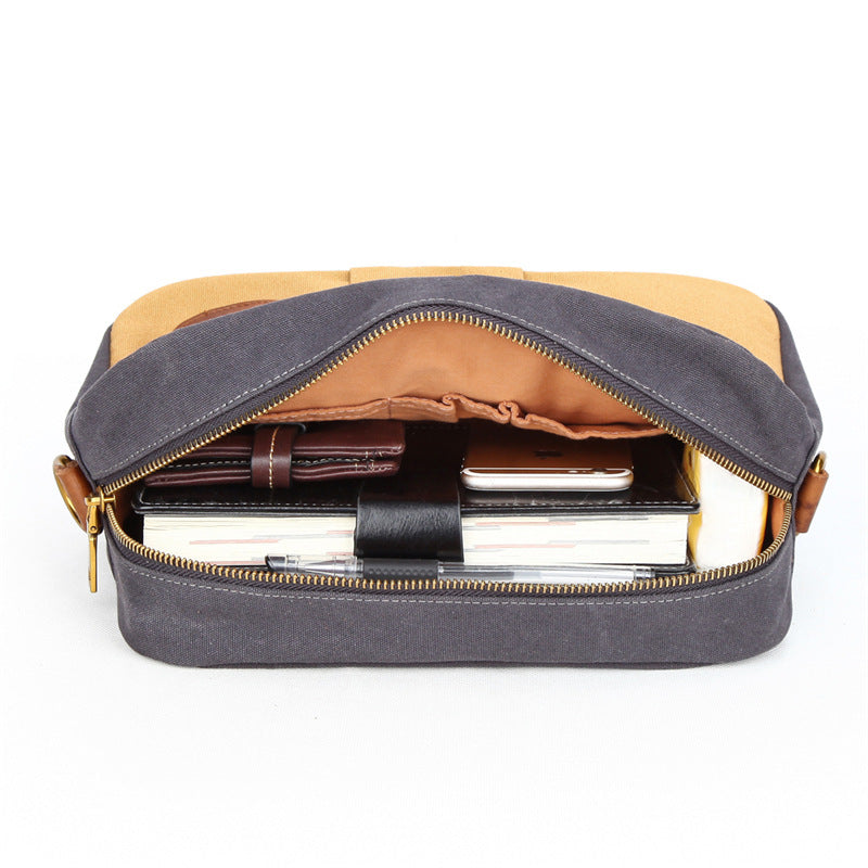 color blocked retro canvas shoulder crossbody bag