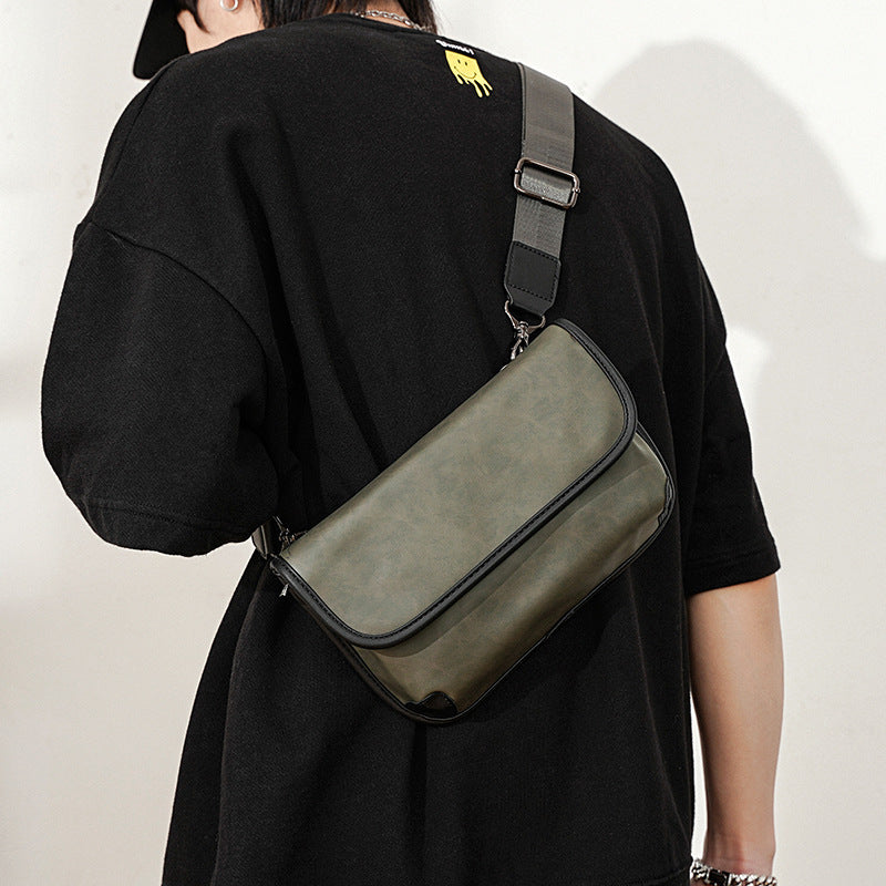 fashion leather check pattern shoulder bag street