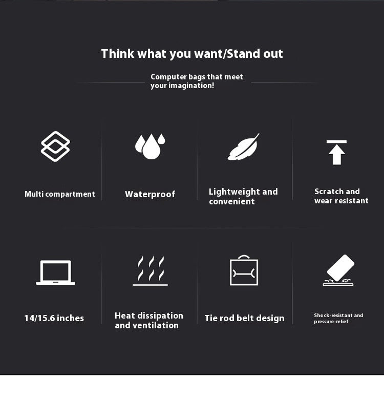 Men's 14-inch Laptop Portable Shoulder Lightweight Shockproof Protective Sleeve Liner Bag