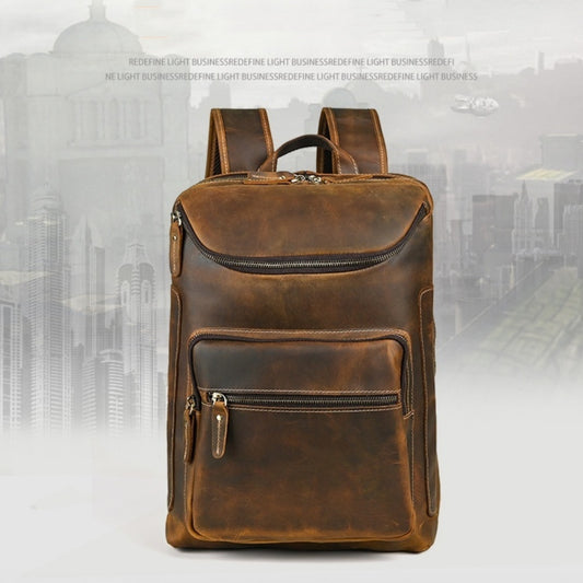 retro leather large capacity multifunctional leisure travel backpack