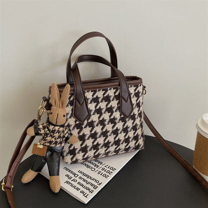 all match houndstooth shoulder portable messenger bag