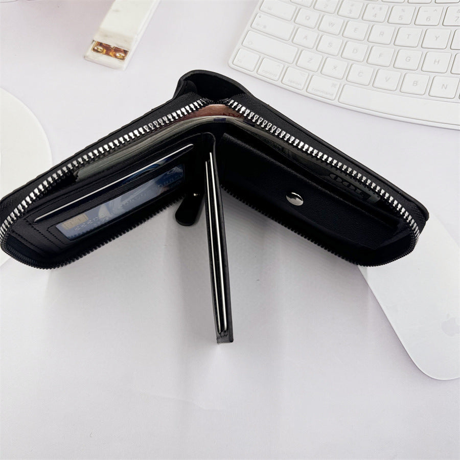 mens short horizontal zipper wallet