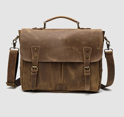 leather portable mens briefcase satchel