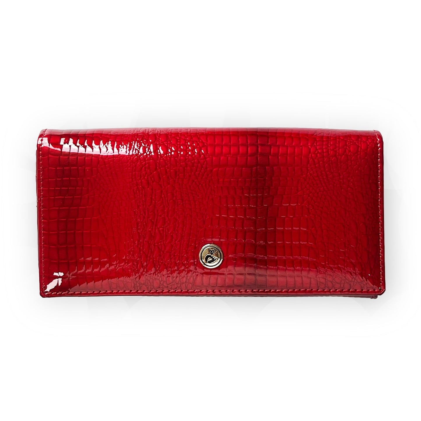 patent leather crocodile pattern womens wallet high grade red lock clutch