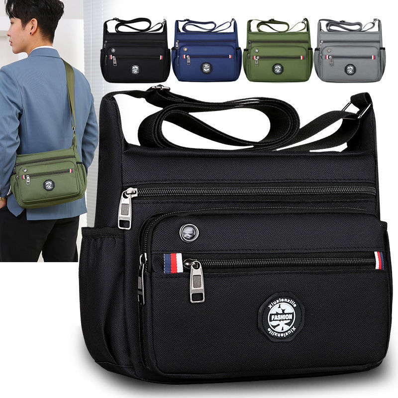 large capacity mens shoulder multi pocket messenger bag