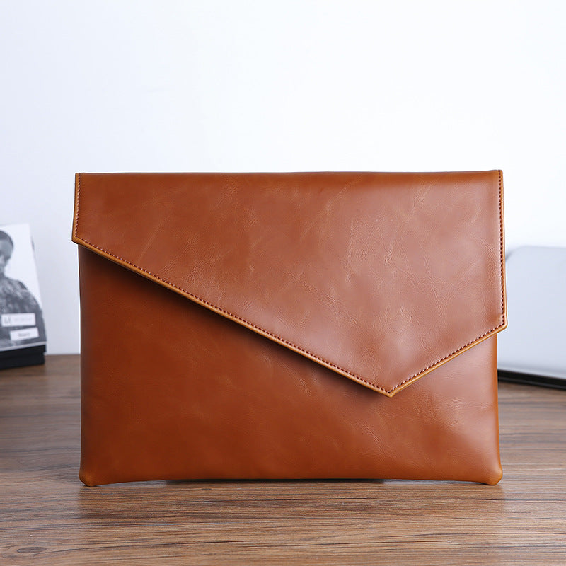 leather upgraded mens style business casual fashion hand held envelope file bag