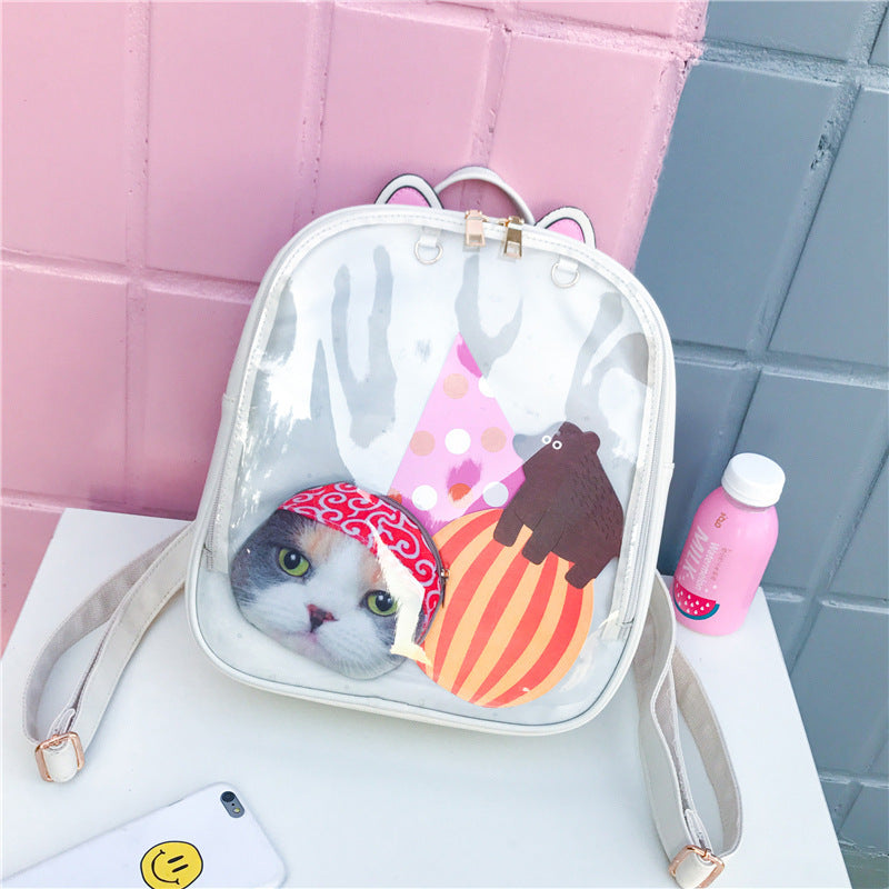 korean girls transparent candy color cute student schoolbag