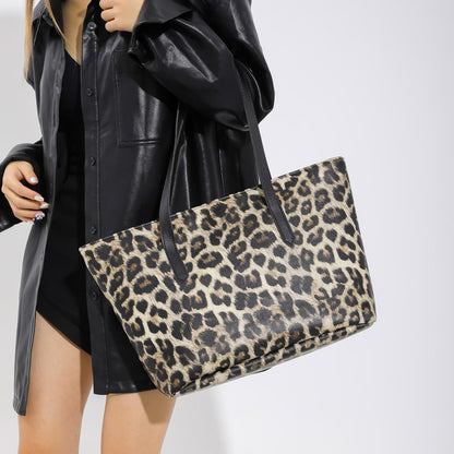 large capacity leopard print tote three piece set