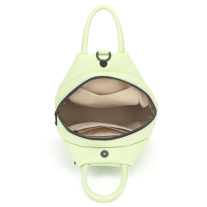 pu backpack practical soft leather zipper handbag