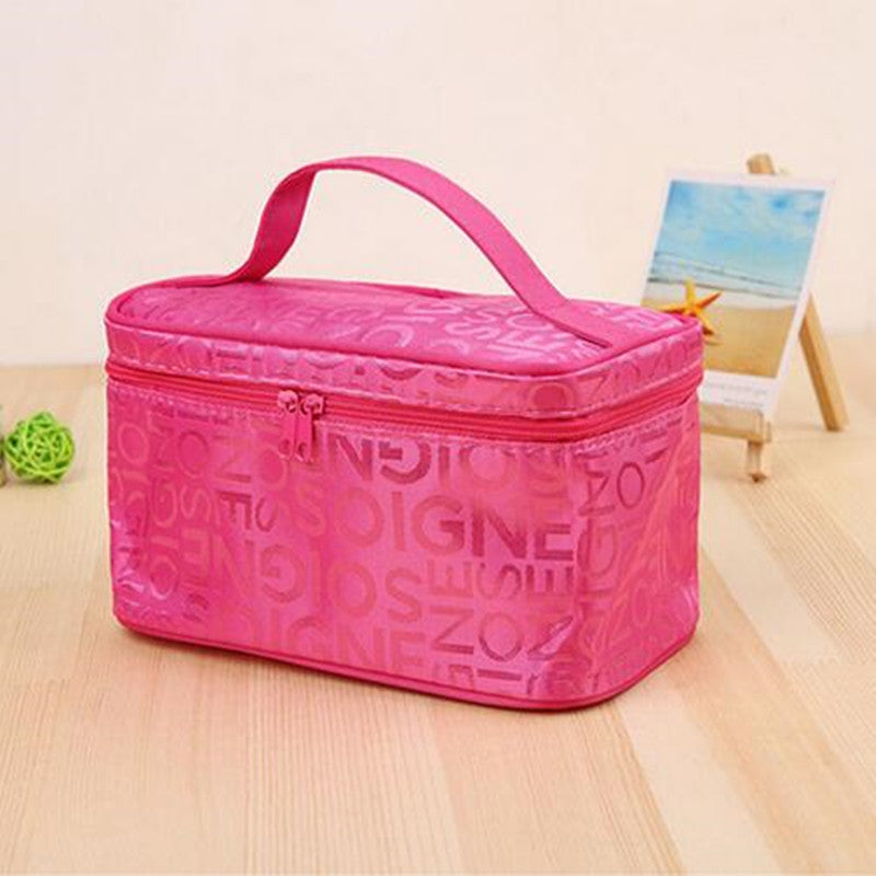 a lot of letter satin bento style portable cosmetic bag