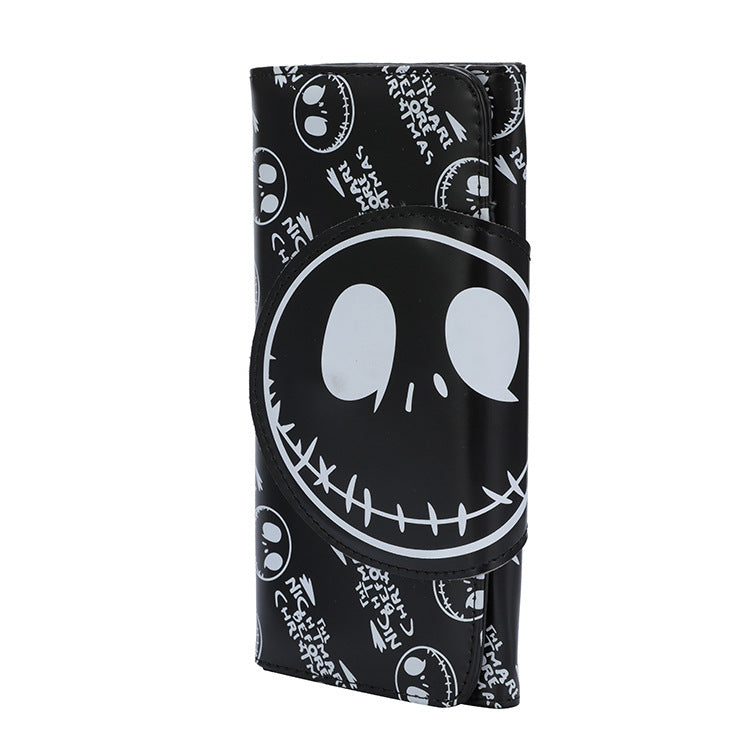 skull long buckle wallet clutch