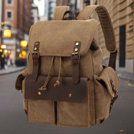 retro wear resistant canvas backpack