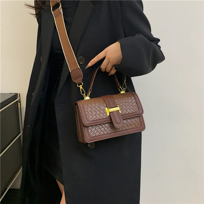 woven solid color crossbody small square bag