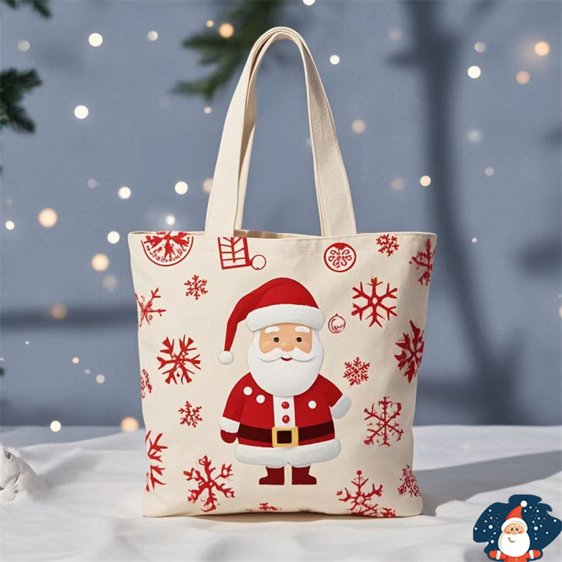 santa claus gift christmas eve portable canvas bag