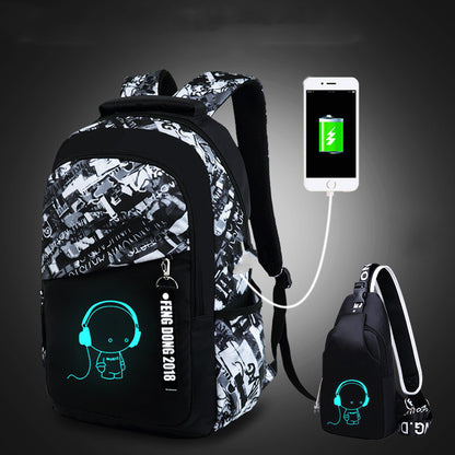 exclusive for cross border mens backpack junior high school student schoolbag backpack computer bag offload wear resistant luminous one piece dropshipping