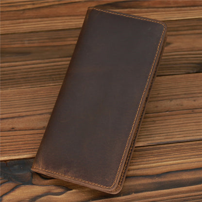 mens fashion crazy horse leather long wallet