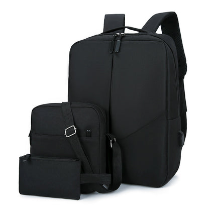 Men's Leisure Travel Large Capacity Three-piece Multifunctional USB Backpack