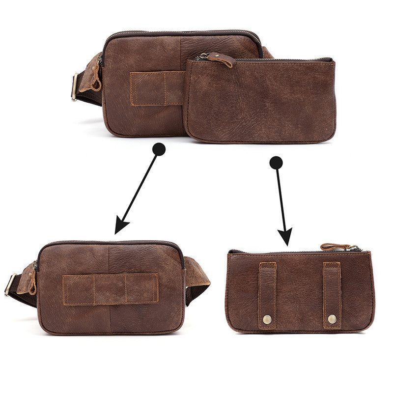 men waist bag pack casual functional money phone belt bag male unisex sling bag for belt leather hip bag chest phone purse