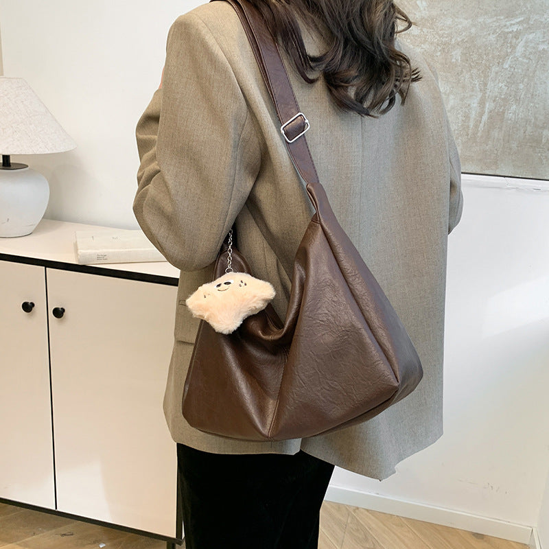 New Retro Solid-color Womens Bag Large-capacity