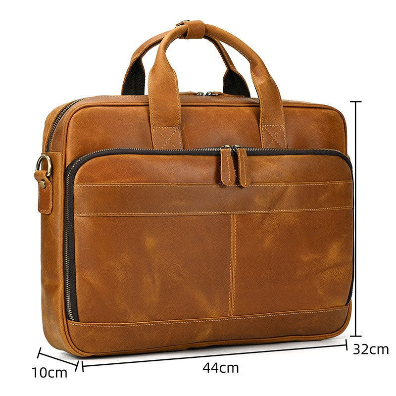 mens first layer cowhide portable briefcase