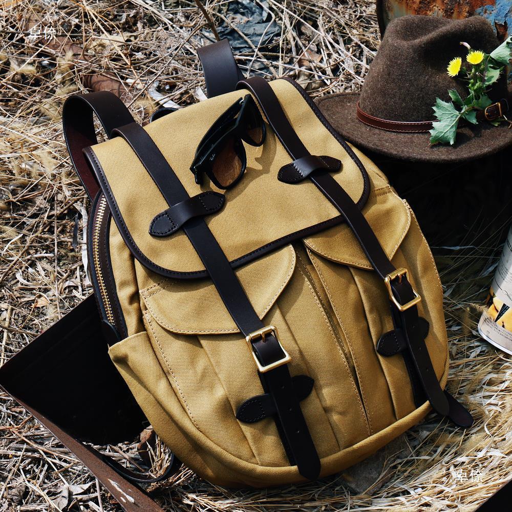 american retro heavy oil wax canvas backpack