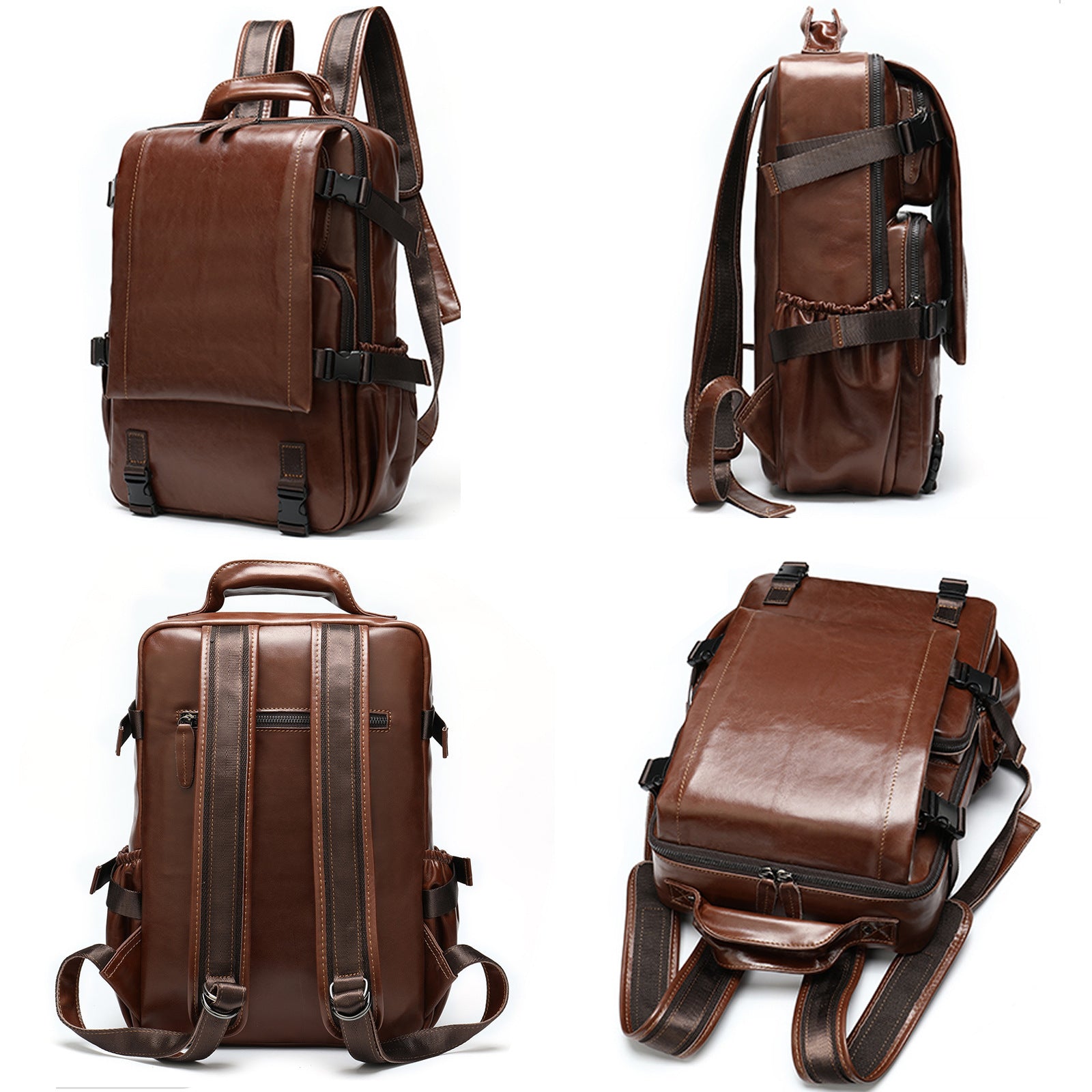 mens retro fashion leather backpack