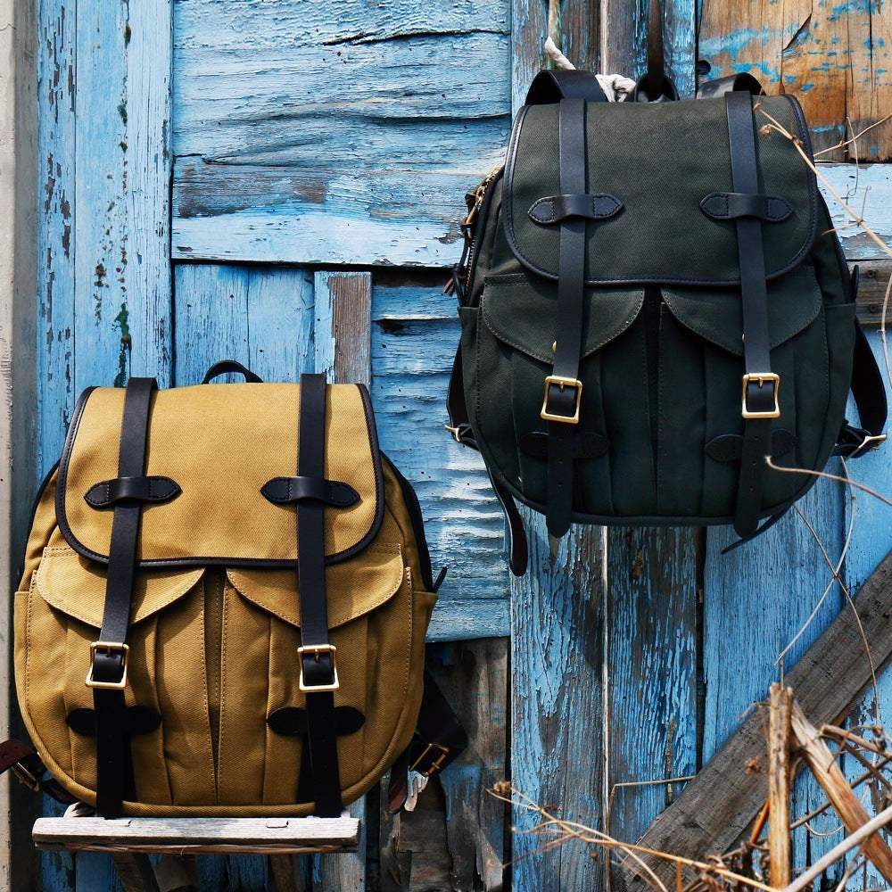american retro heavy oil wax canvas backpack