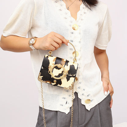 factory wholesale cow pattern handbag women casual chain messenger bag