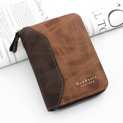 frosted mens short chain wallet vertical coin purse card holder