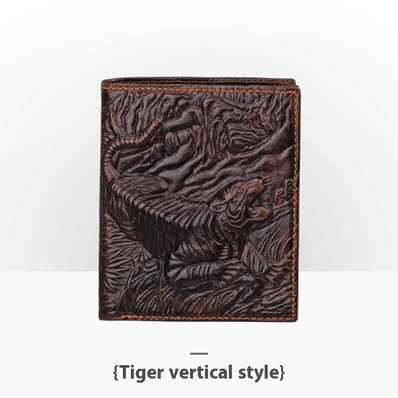 personalized retro handmade embossed leather wallet for man