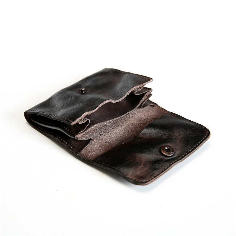 mens retro top layer cowhide short wallet