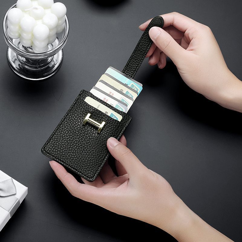 leather card holder pull out card holder thin women