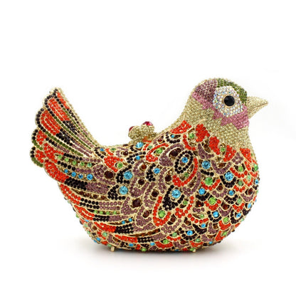 bird and peace dove animal jewel pack rhinestone dinner bag